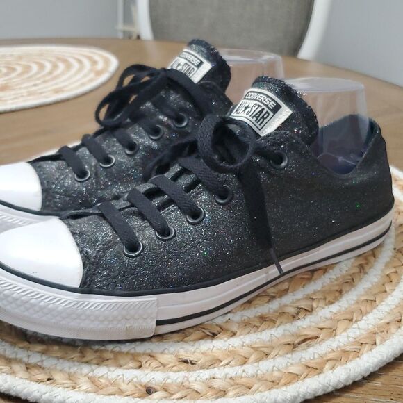 CONVERSE Chuck Taylor’s Black Glitter Unisex Lowtop Sneakers 9W/7M - Picture 4 of 10